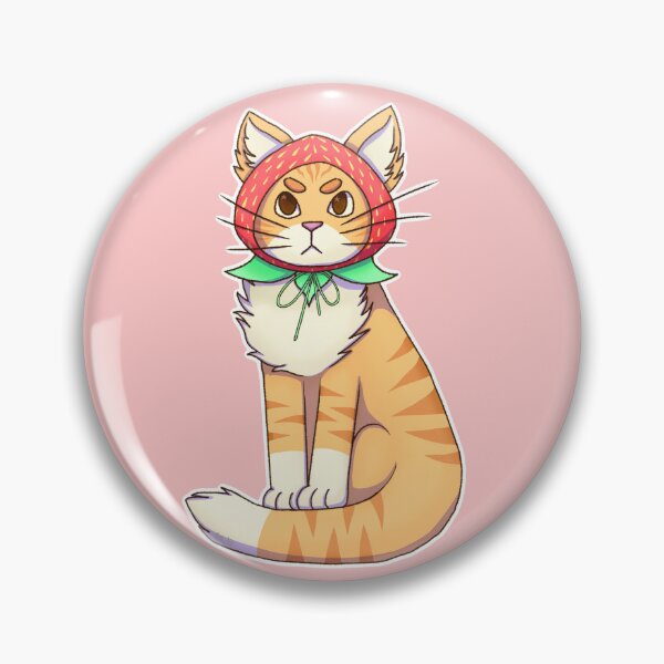 Item preview, Kawaii Strawberry Hat Cat Funny Vinyl Art designed and sold by Crimson-Crafts1.