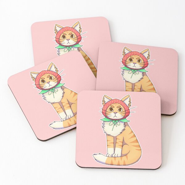 Item preview, Kawaii Strawberry Hat Cat Funny Vinyl Art designed and sold by Crimson-Crafts1.