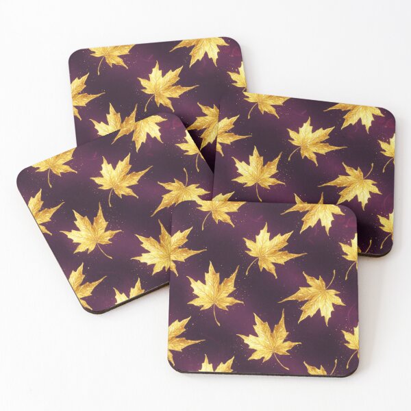 Item preview, Maple Leaves In Melted Gold - Purple Aubergine Pattern designed and sold by scicilysimonee.