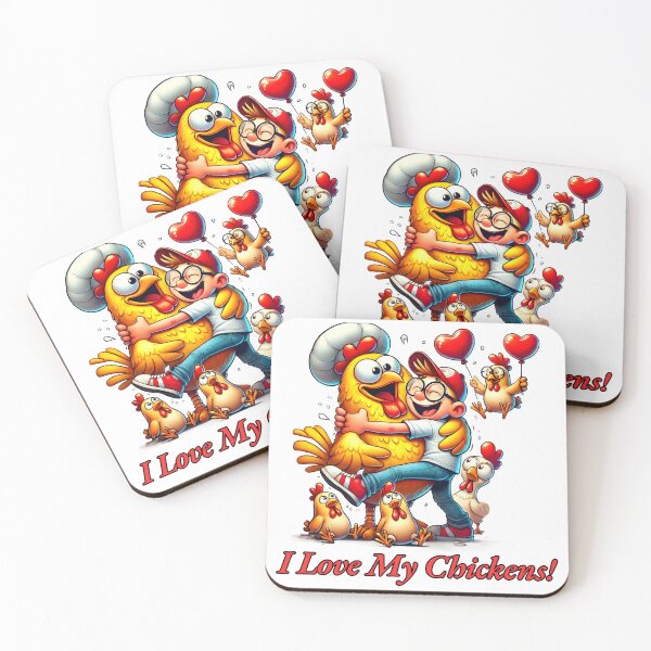 Item preview, Cheerful Cartoon Chicken Hug with Fun Farm Vibes. designed and sold by The-T-In-Retro.