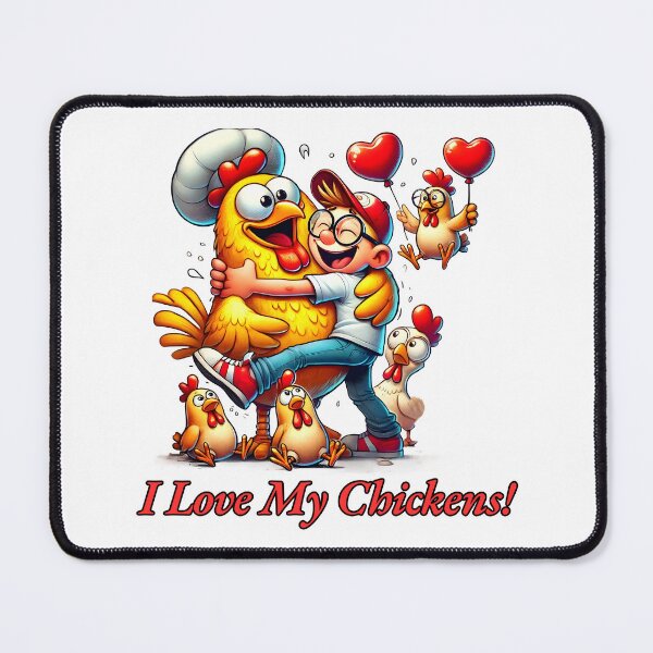 Item preview, Cheerful Cartoon Chicken Hug with Fun Farm Vibes. designed and sold by The-T-In-Retro.