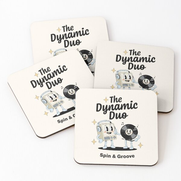 Item preview, Dynamic Duo – Walkman and Vinyl Record Cartoon designed and sold by HoopeStylee.