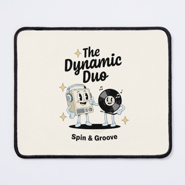 Item preview, Dynamic Duo – Walkman and Vinyl Record Cartoon designed and sold by HoopeStylee.