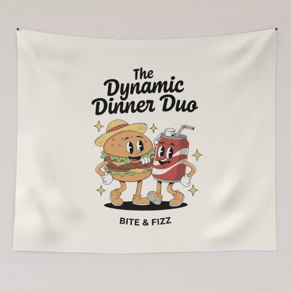 Item preview, Dynamic Dinner Duo – Burger and Soda Cartoon designed and sold by HoopeStylee.