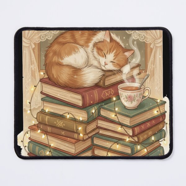Item preview, Cozy Reading Cat Poster Cottagecore Book Lover Feline  designed and sold by Neko-Doodle-co.