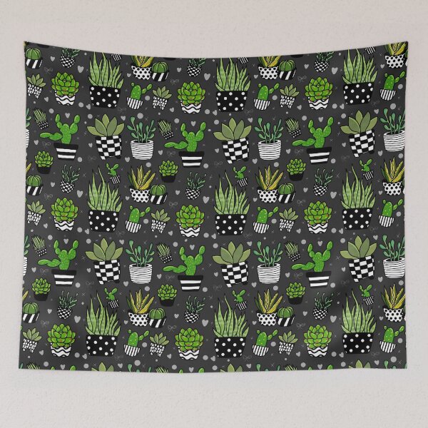 Item preview, Cute Succulents in Black and White Pots Pattern  designed and sold by annebmeadows.