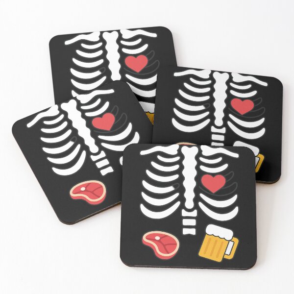 Item preview, Skeleton Ribcage Heart Beer & Steak Funny Halloween T-Shirt – Cool Spooky Gift for Him or Her designed and sold by GraphicEX.
