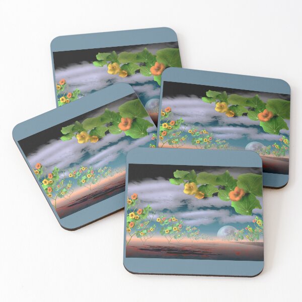 Item preview, Nasturtium Avenue, surreal alien planet vista, wall art designed and sold by Lycanth.