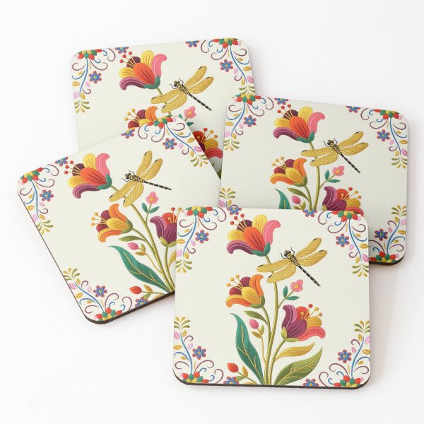 Item preview, Dragonfly Among Multicolored Flowers designed and sold by Ciervo Primavera.