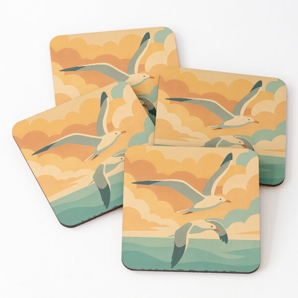 Item preview, French Romantic Seagulls Love Quote Vintage Coastal Poster Art" designed and sold by White-Camel.