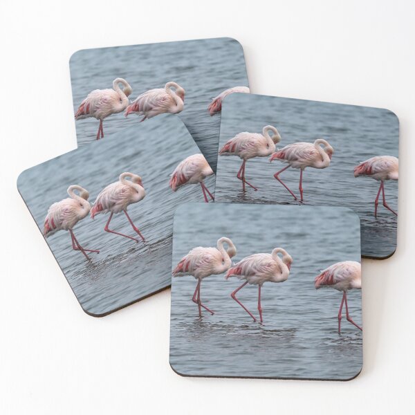 Item preview, Grace in Triptych — Three Flamingos in Gentle Sync, Etosha Wetlands designed and sold by DavideAntoniani.