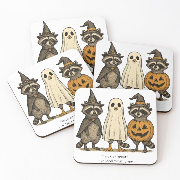 Item preview, trick or treat raccoons designed and sold by celinesaurus.
