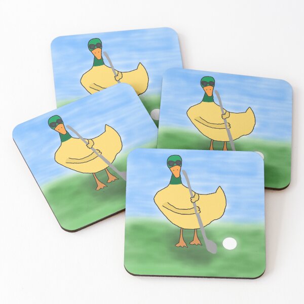 Item preview, Playful Yellow Duck Playing Golf – Cute Animal Sports Scene designed and sold by Beautiful art store.