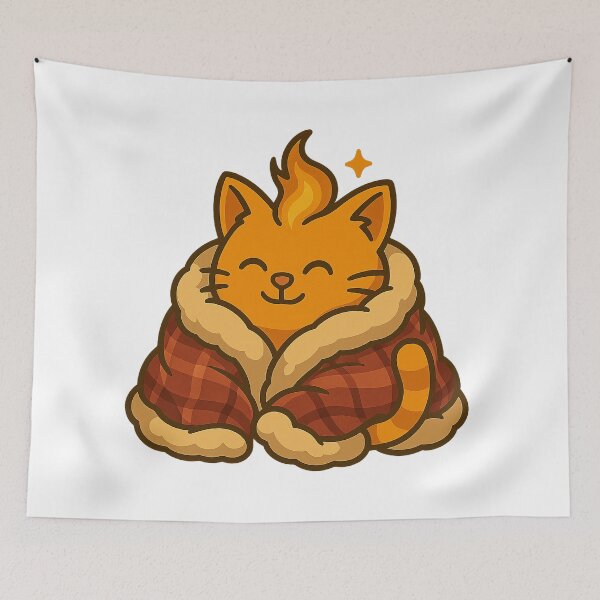 Item preview, Cozy orange cat under warm blanket – cute winter cartoon illustration designed and sold by MeowLaugh.