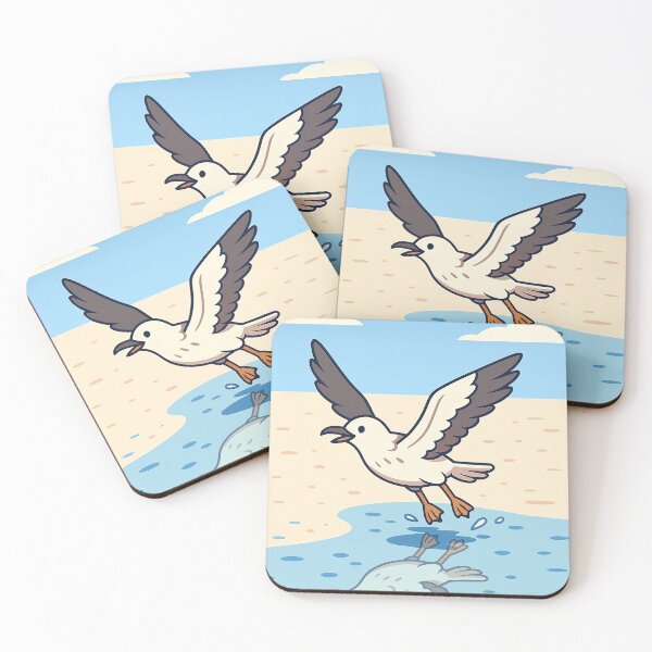 Item preview, Seagull Catching Fish Ocean Hunt Vintage Coastal Poster Art designed and sold by White-Camel.