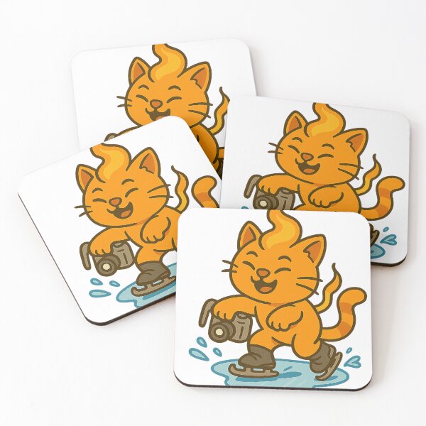 Item preview, Funny orange cat ice skating – cute winter cartoon illustration designed and sold by MeowLaugh.