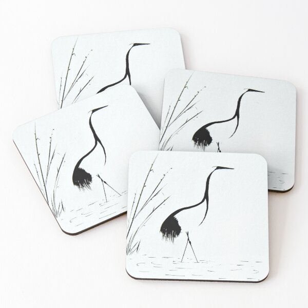 Item preview, Solitary Crane in Black and White | Minimalist Zen Line Drawing designed and sold by AngelaMarieArt.