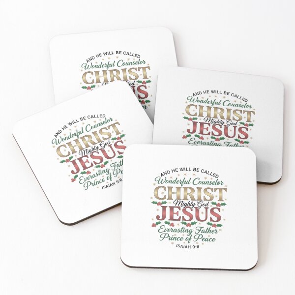 Item preview,  And He Will Be Called Wonderful Counselor Mighty God Everlasting Father Prince of Peace Isaiah 9 6 Christian Christmas Design for Mugs Stickers T-Shirts Pillows Prints and Cards designed and sold by Gahyl7.
