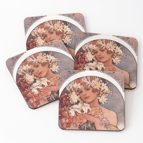 Aperçu de l'œuvre Fleur d'Alphonse Mucha Art Nouveau créée et vendue par PureVintageLove.