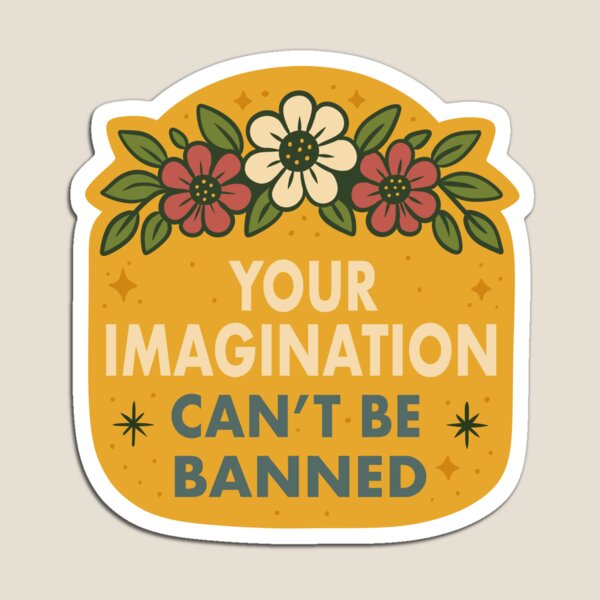 Aperçu de l'œuvre L'imagination ne peut être interdite | Autocollant « Livres interdits » créée et vendue par EnchantedGremlinLoot.
