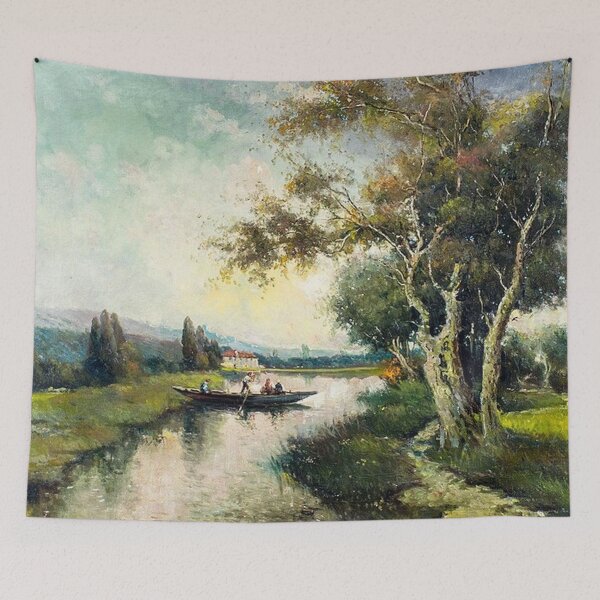 Item preview, River Landscape with Boat designed and sold by tomorrowsart.