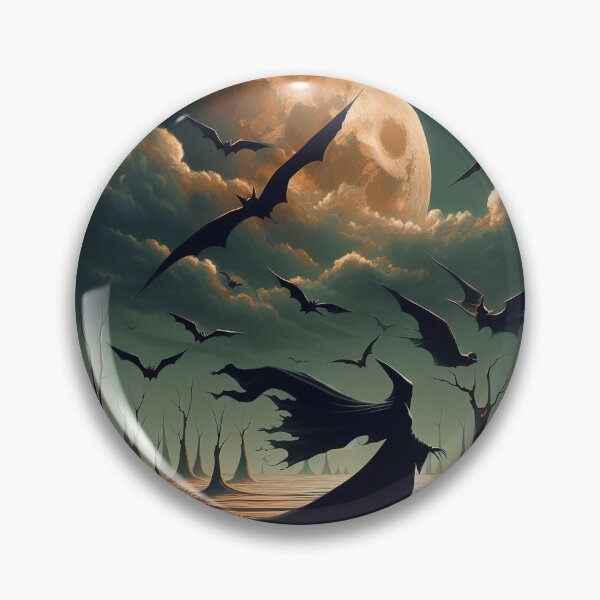 Item preview, Eerie Halloween night landscape with full Moon, bats designed and sold by 4Seasons.