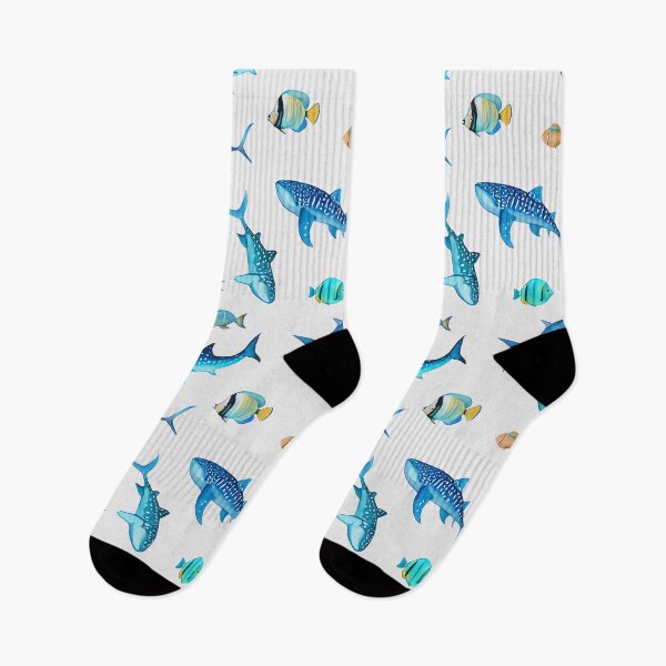 Artikelvorschau, Ocean Vibes – Aquarell-Haie und tropisches Fischmuster entworfen und verkauft von SamartkitDesign.