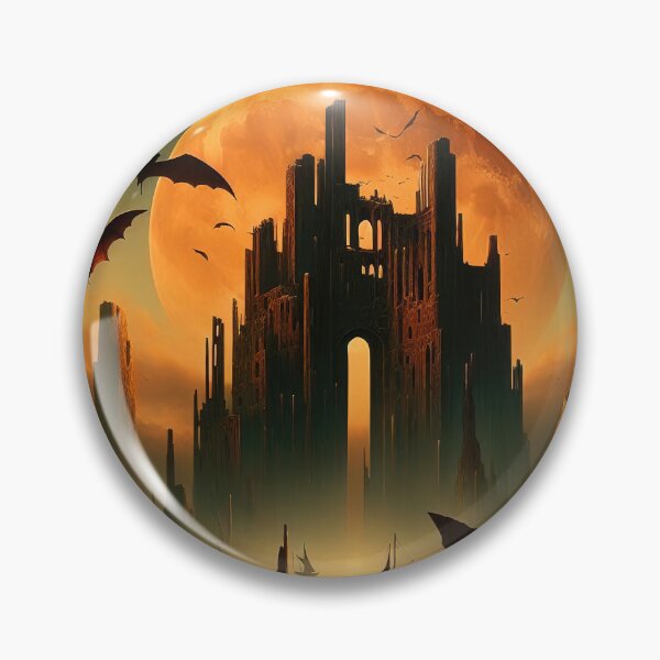 Item preview, Eerie Halloween night landscape with full Moon, bats designed and sold by 4Seasons.