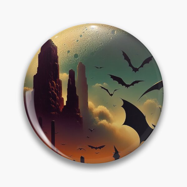 Item preview, Eerie Halloween night landscape with full Moon, bats designed and sold by 4Seasons.