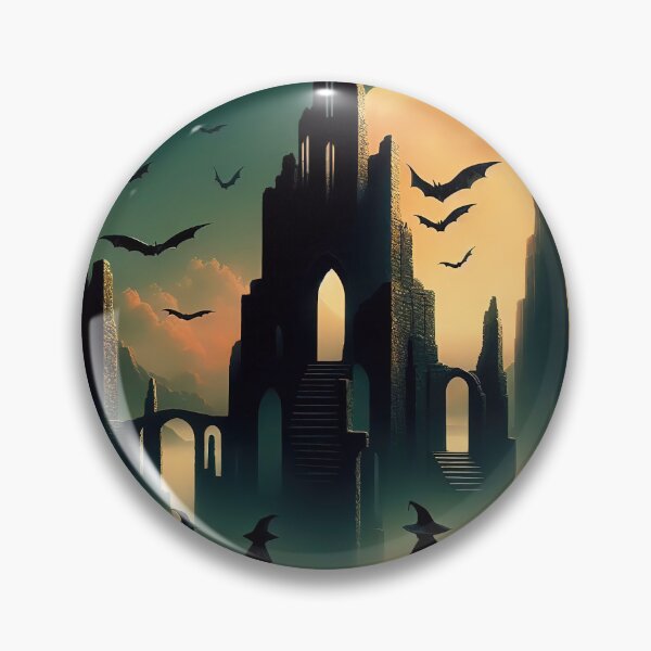 Item preview, Eerie Halloween night landscape with full Moon, bats designed and sold by 4Seasons.