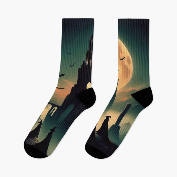 Item preview, Eerie Halloween night landscape with full Moon, bats designed and sold by 4Seasons.