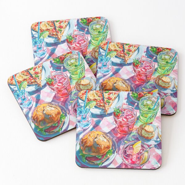 Item preview, Vibrant Summer Picnic – Colorful Food Art with Burgers, Pizza & Lemon Drinks designed and sold by Grafititee.