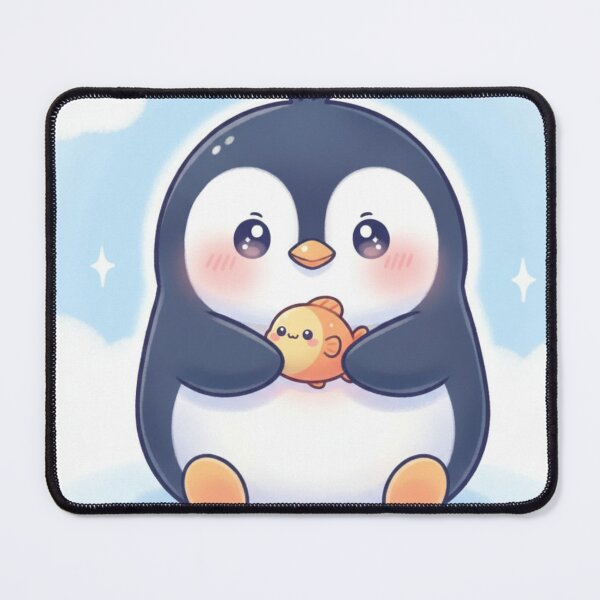 Item preview, Kawaii Chubby Penguin Holding Little Fish Illustration - Cute Cartoon Animal Vector Art designed and sold by RainbowandNoon.