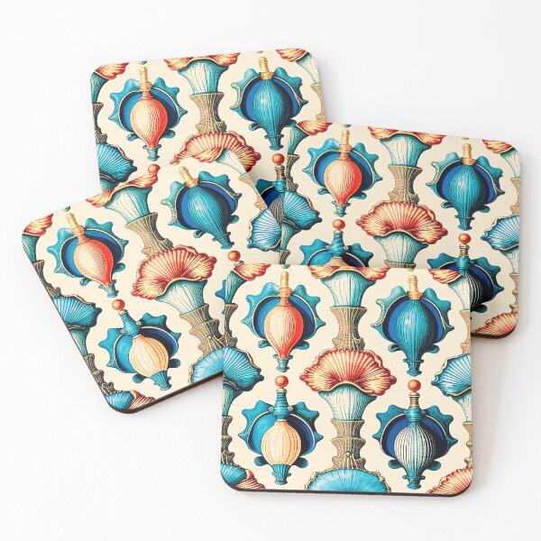 Item preview, Vintage Seashell Pattern in Teal and Orange  designed and sold by LanaGustavsson.