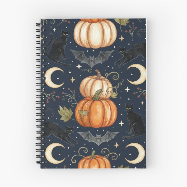 Item preview, Vintage Halloween Night – Hand-Painted Pumpkins & Black Cats Pattern designed and sold by skysshobu.