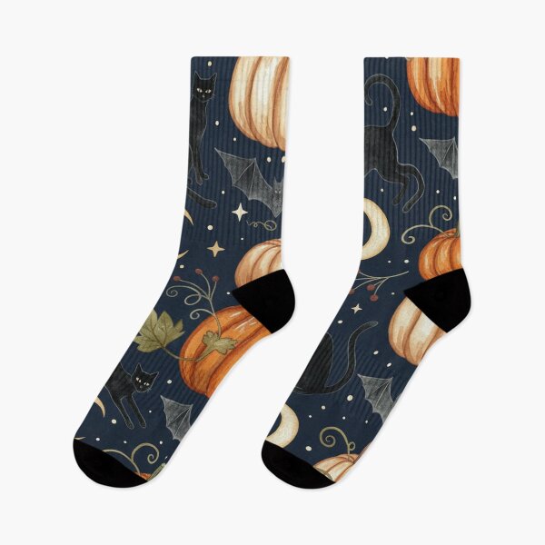 Item preview, Vintage Halloween Night – Hand-Painted Pumpkins & Black Cats Pattern designed and sold by skysshobu.