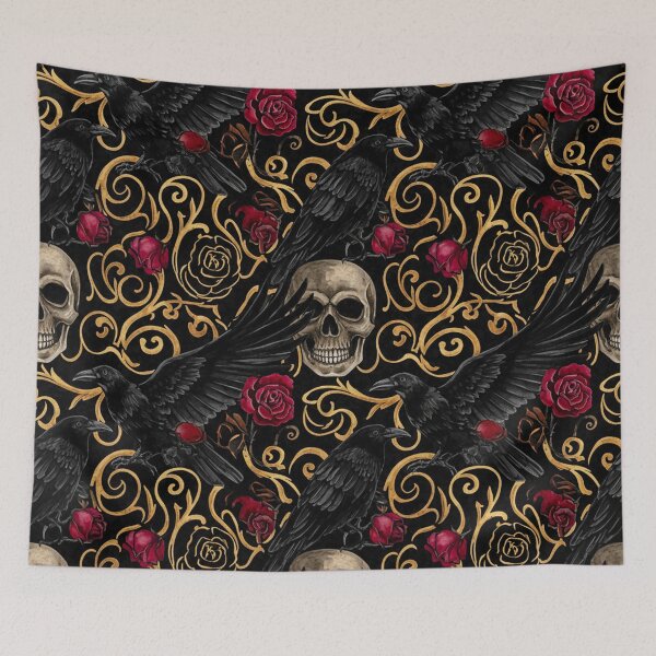 Item preview, Gothic Elegance – Dark Halloween Skulls & Roses Pattern designed and sold by skysshobu.