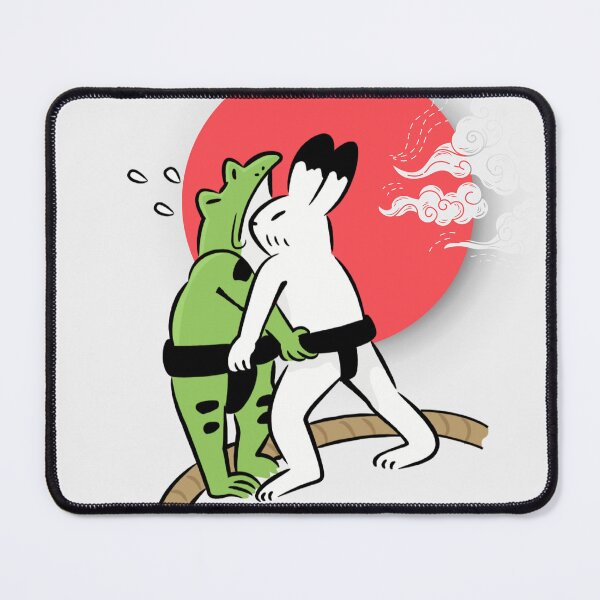 Item preview, Frog vs Rabbit Wrestlers Match in the dohyo - Retro Japanese Sumo Wrestling Art designed and sold by MoriTheCrafter.