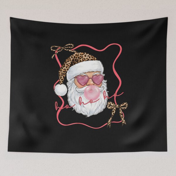 Item preview, Girly Santa Pink Bubblegum Leopard Christmas Art designed and sold by TalalosART.