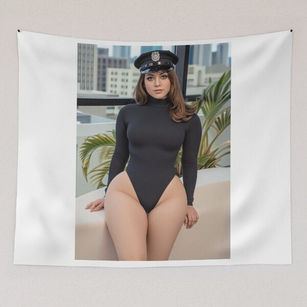 Item preview, Police woman with thick thighs in a black leotard designed and sold by CathryneDelamort.