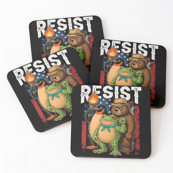 Item preview, Penguin Frog Bear Resist Protest Against Tariffs designed and sold by RosellaBalistre.