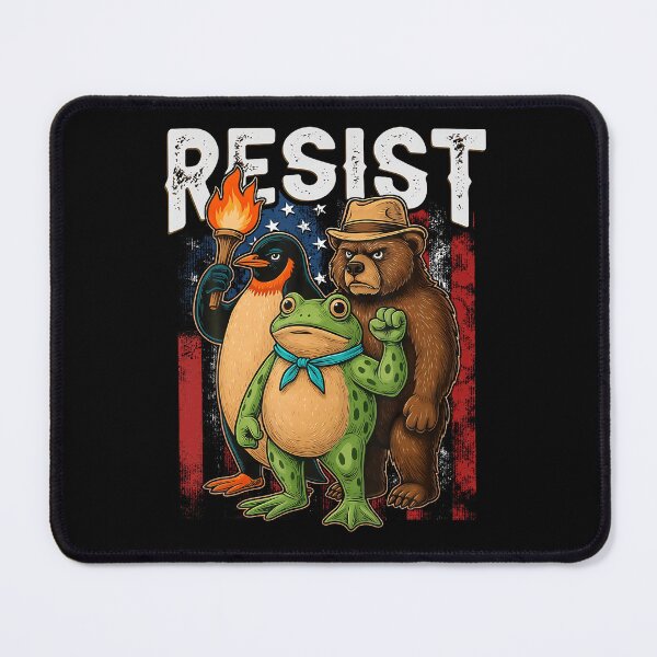 Item preview, Penguin Frog Bear Resist Protest Against Tariffs designed and sold by RosellaBalistre.