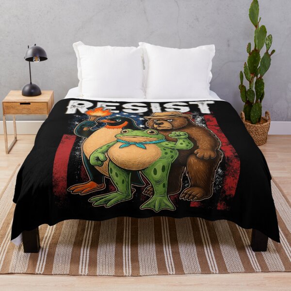 Item preview, Penguin Frog Bear Resist Protest Against Tariffs designed and sold by RosellaBalistre.