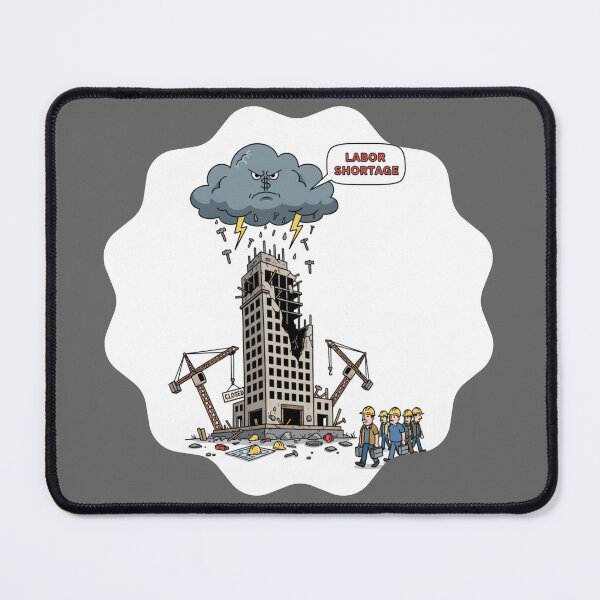 Item preview, Labor Shortage Crisis: Ruined Building and Construction Workers Strike - Economic Satire designed and sold by DibuHumor.