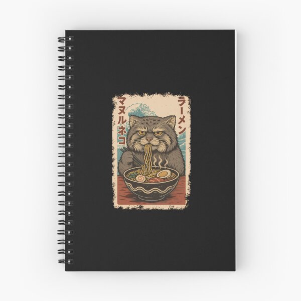 Item preview, Manul Pallass Cat Eats Ramen Noodles Japanese Vintage designed and sold by cawtoon.