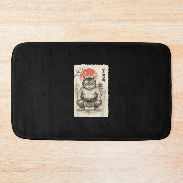 Item preview, Funny Fat Cat Sumo Wrestler Sumi-E Japanese Art Anime designed and sold by cawtoon.
