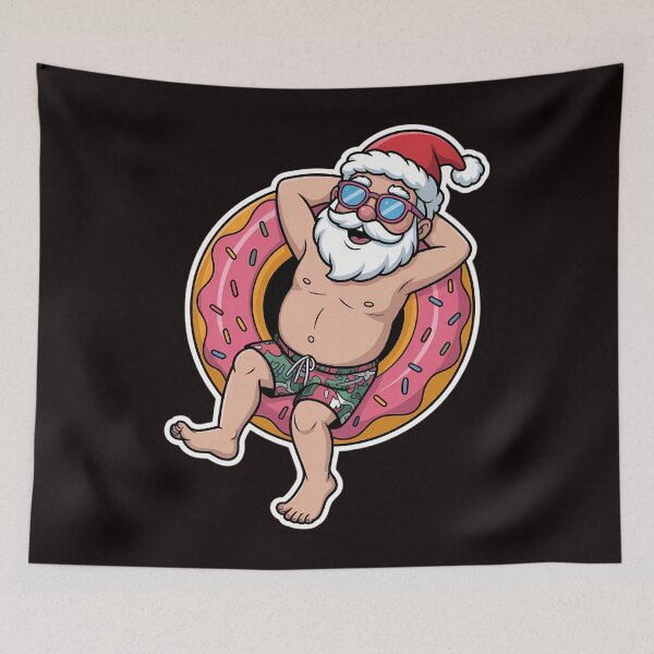 Item preview, Summer Christmas in July Tropical Santa On Pool Summer Santa designed and sold by petrichorsworld.