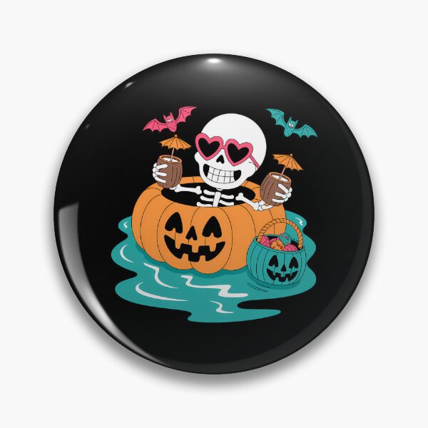 Item preview, Summer Skeleton in Pumpkin Float Cute Spooky Pool Halloween designed and sold by petrichorsworld.