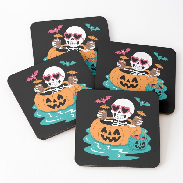Item preview, Summer Skeleton in Pumpkin Float Cute Spooky Pool Halloween designed and sold by petrichorsworld.