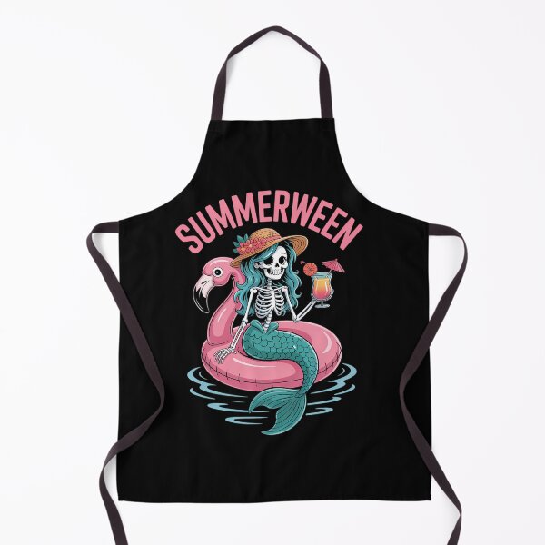 Item preview, Summerween Mermaid Skeleton Beach Flamingo Halloween Girl designed and sold by petrichorsworld.